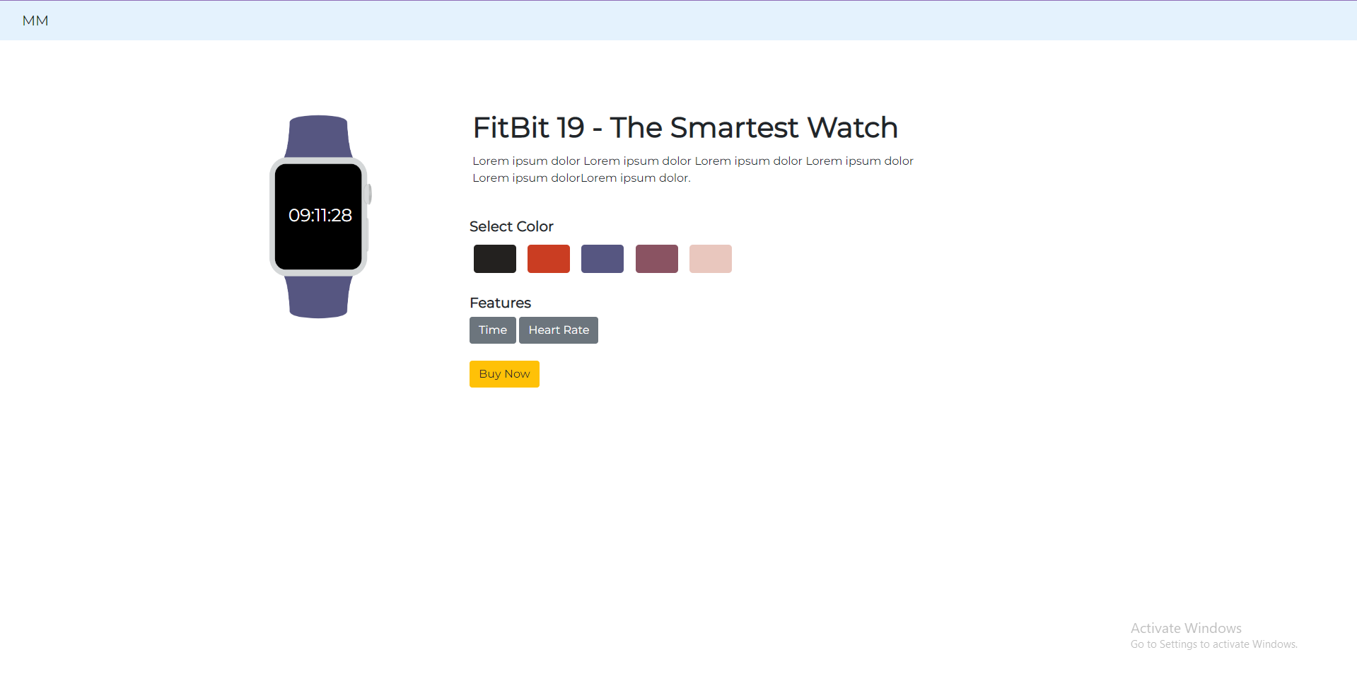 Screenshot of the smart watch.